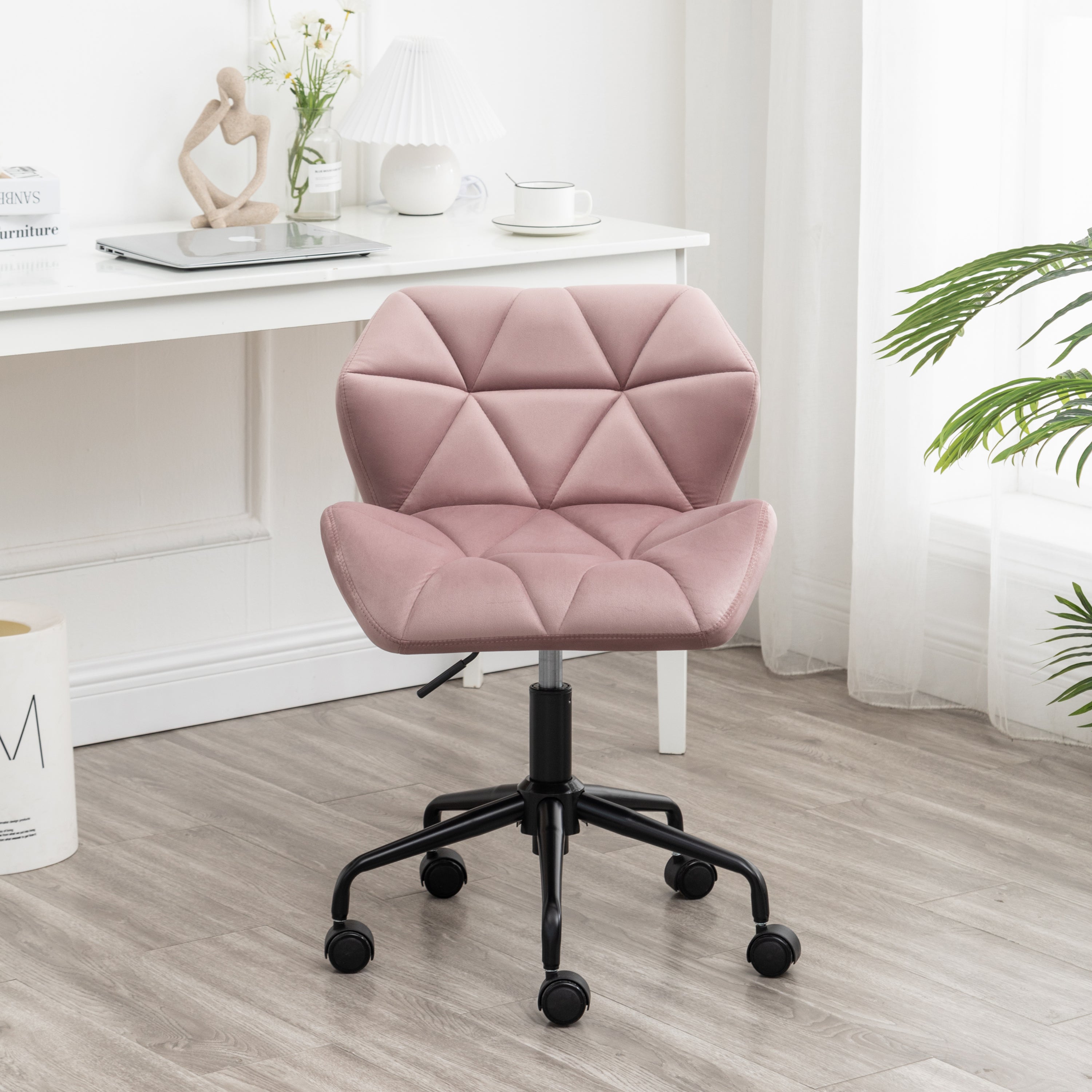 Eldon Diamond Tufted Adjustable Swivel Office Chair- Mauve