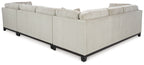 Beige sectional sofa with chaise and clean-lined armrests