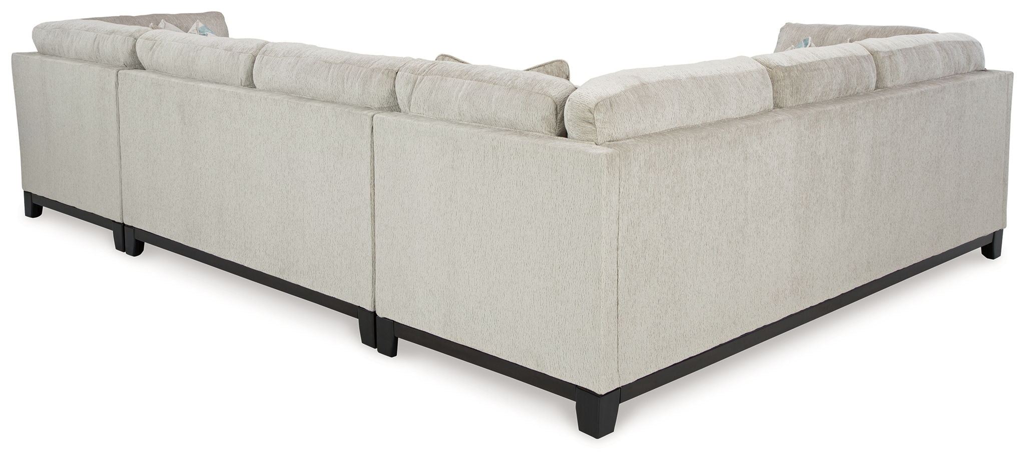 Beige sectional sofa with chaise and clean-lined armrests