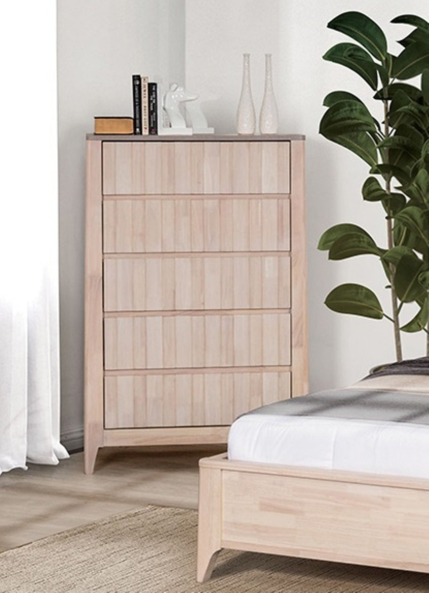 Mid-Century Modern White Wash Chest Dresser