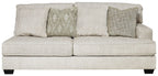 Rawcliffe RAF sofa, parchment fabric, two-seat style with square arms and black legs