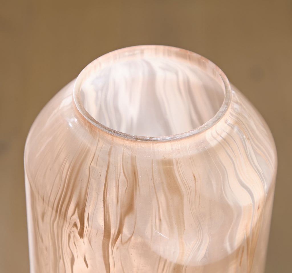 Light brown vase top with flared rim and visible woodgrain pattern