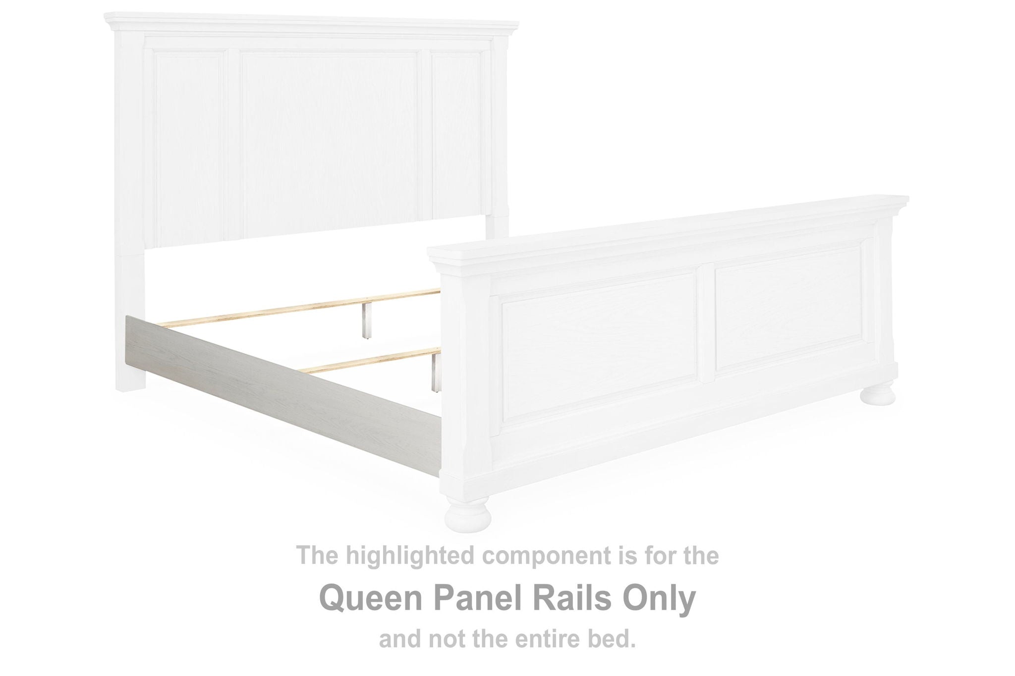 Antique white queen panel rails with panel headboard and footboard