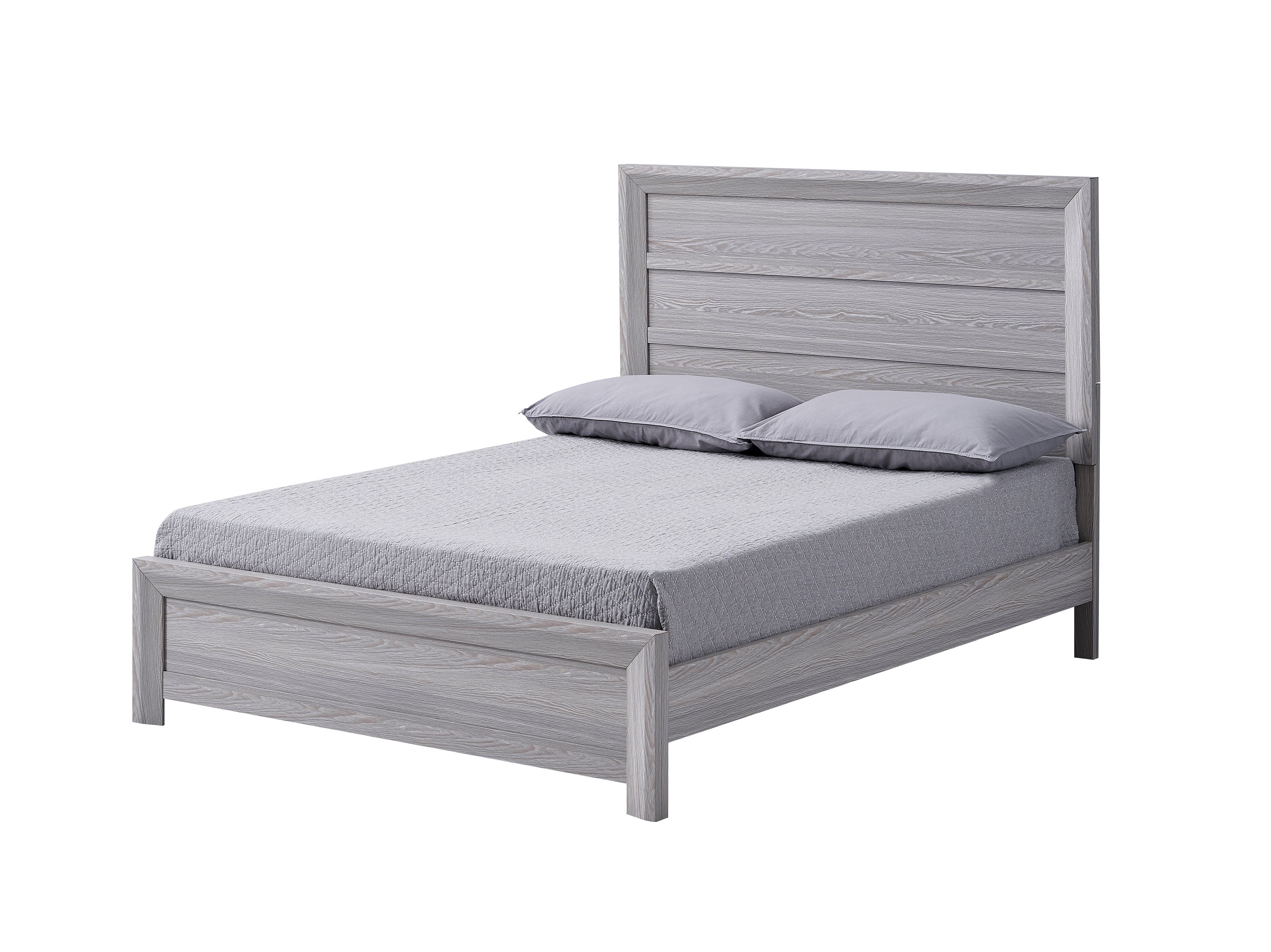 Rustic King Size Panel Bed Gray Finish | Contemporary Wooden Furniture