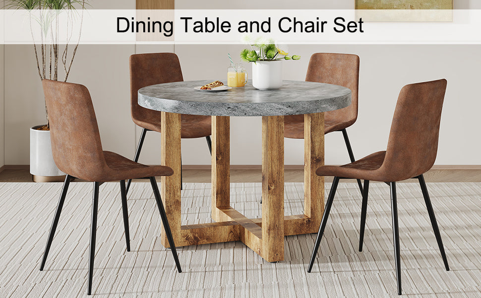Modern Circular Dining Table & 4 Chairs Set | CT-403