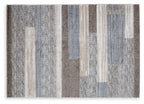 Sethburn gray rug with vertical striped pattern, textured woven fibers