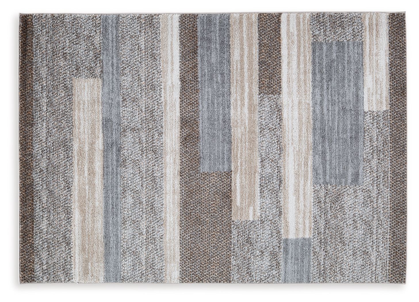 Sethburn gray rug with vertical striped pattern, textured woven fibers