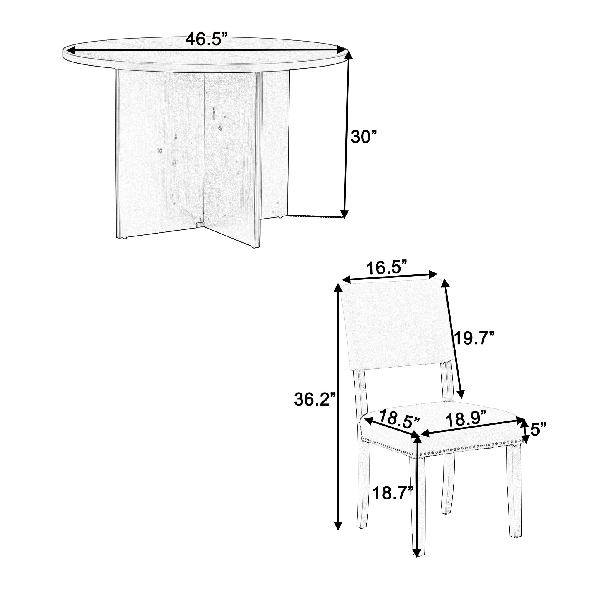 5-Piece Round Dining Table Set