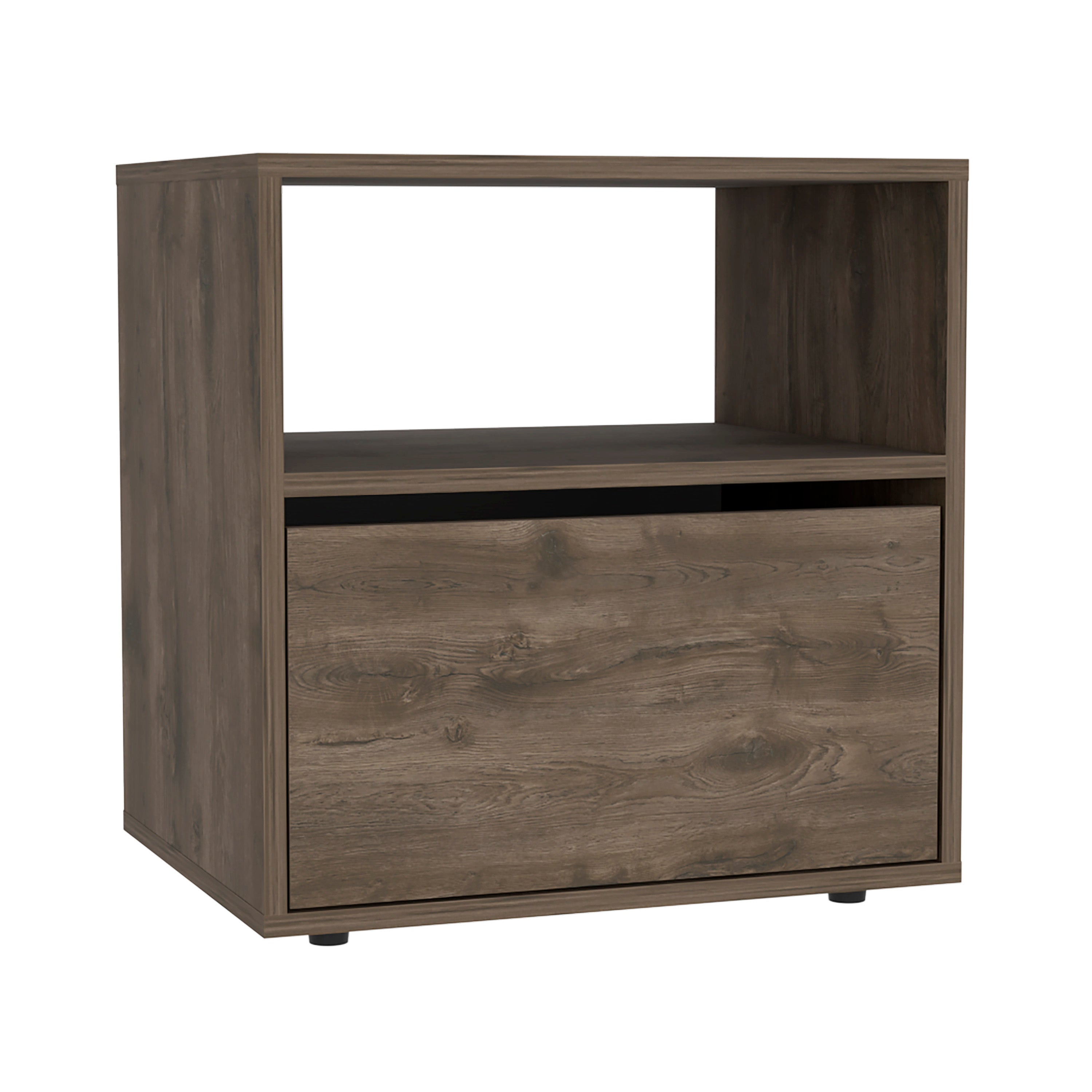 Galanto Nightstand - 2-Tier Storage, Dark Brown/Black