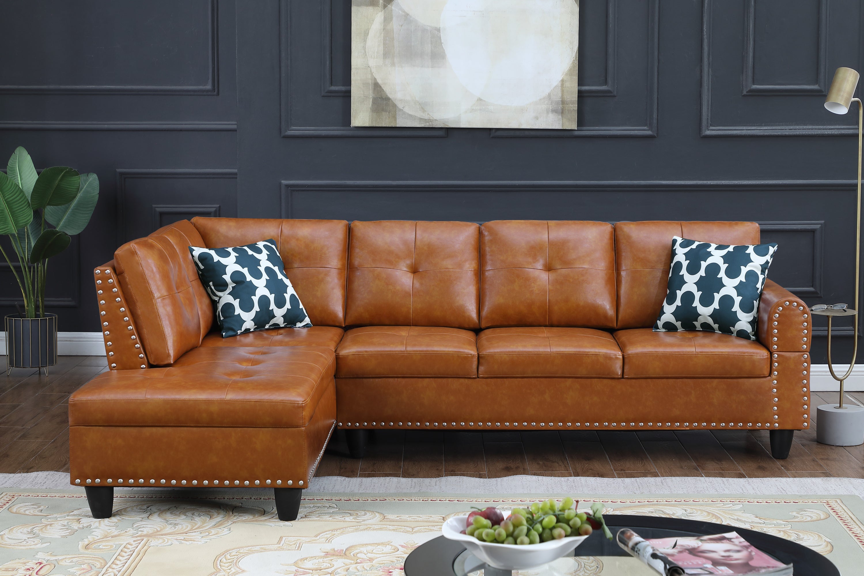 Irine 2-Piece Faux Leather Sectional Sofa
