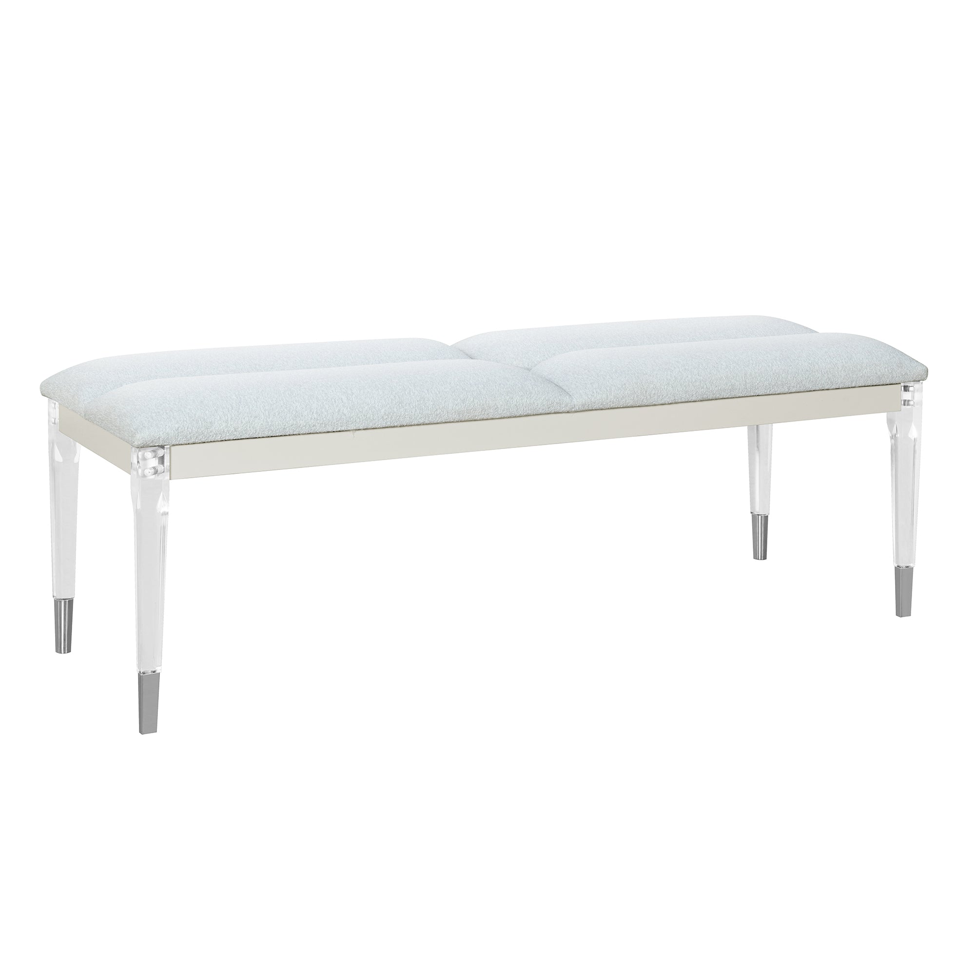 URIUNI Gold Bedroom Bench: Acrylic Legs, Champagne Plush