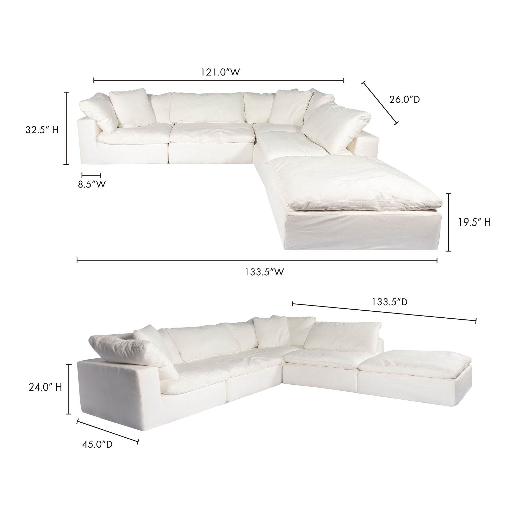 Clay - Dream Modular Sectional Livesmart Fabric - White Cream-Stationary Sectionals-American Furniture Outlet