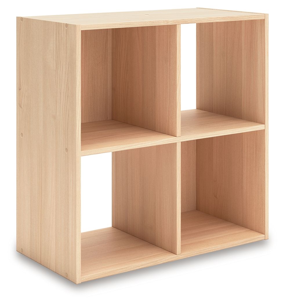 Piperton cube organizer in beige wood with 4 open cube compartments.