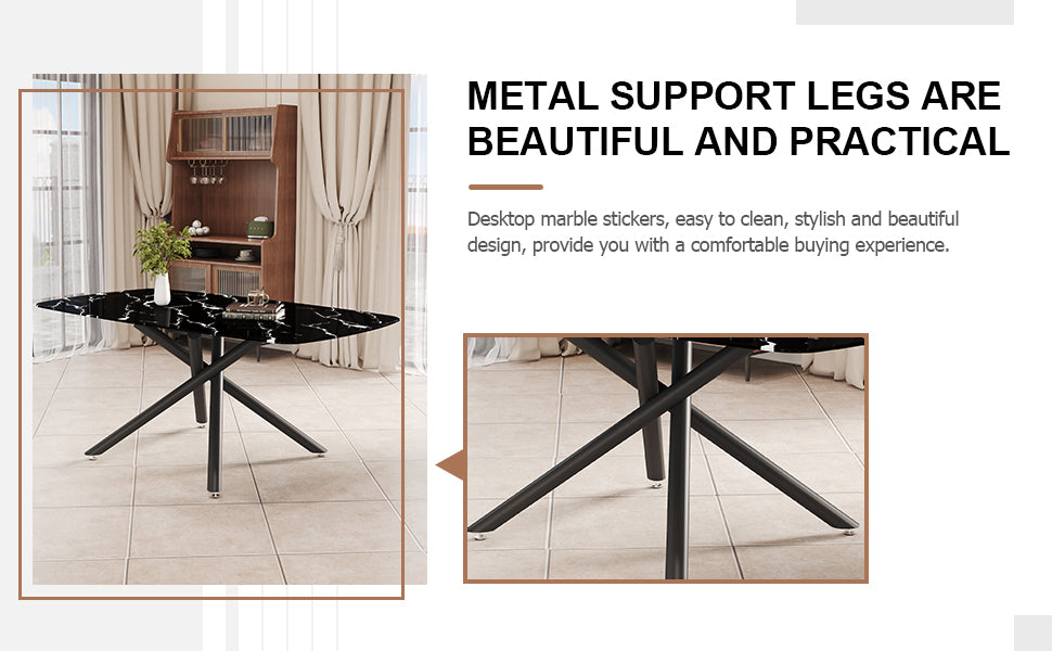 9-Piece Dining Set with Marble-Like Table & 8 Chairs