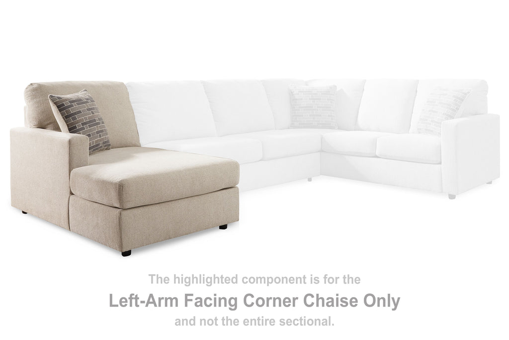 Left-arm corner chaise, pearl silver upholstery with two throw pillows
