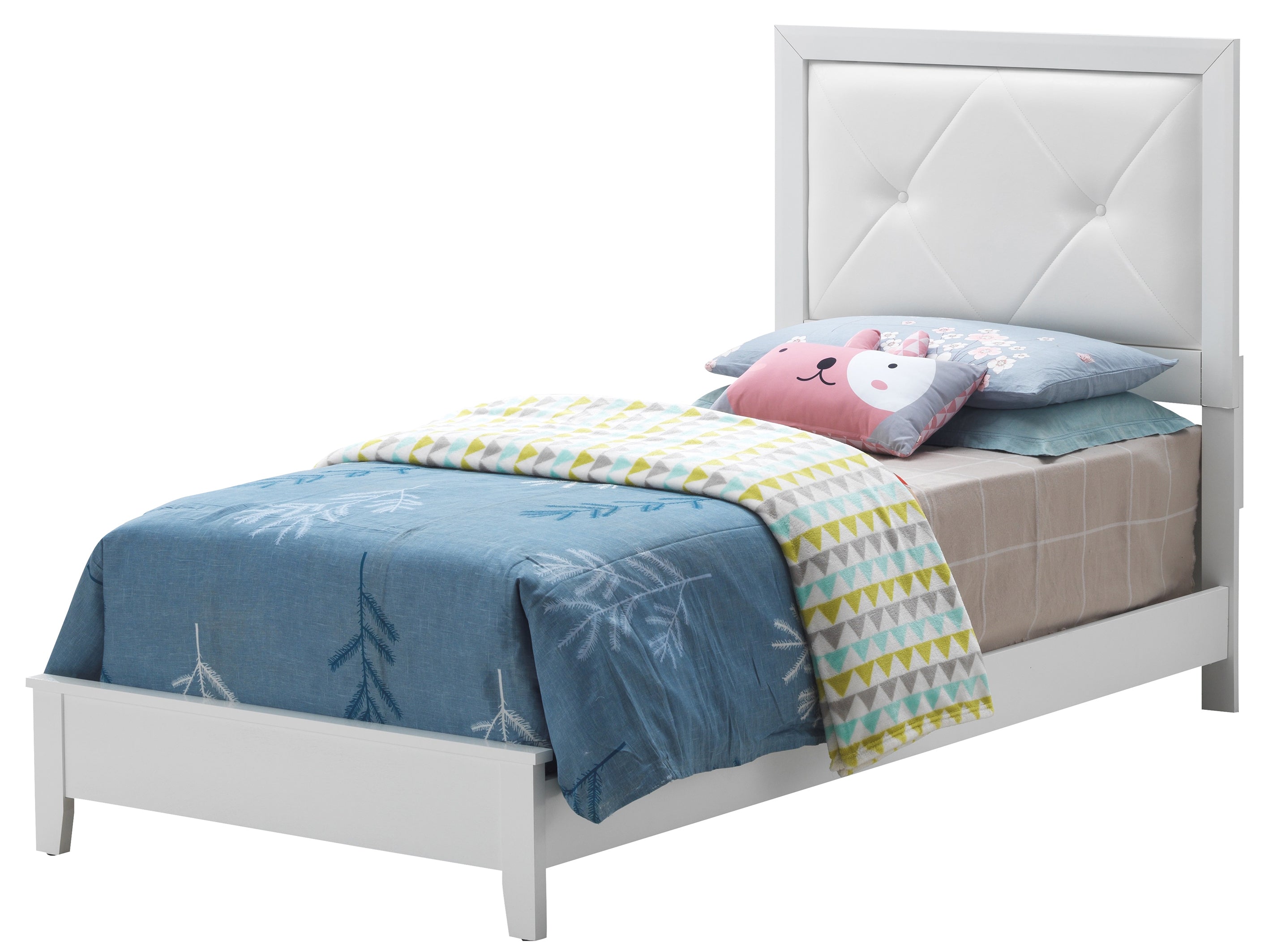 Elegant White Transitional Twin Bed - Stylish & Modern Kids Bedroom