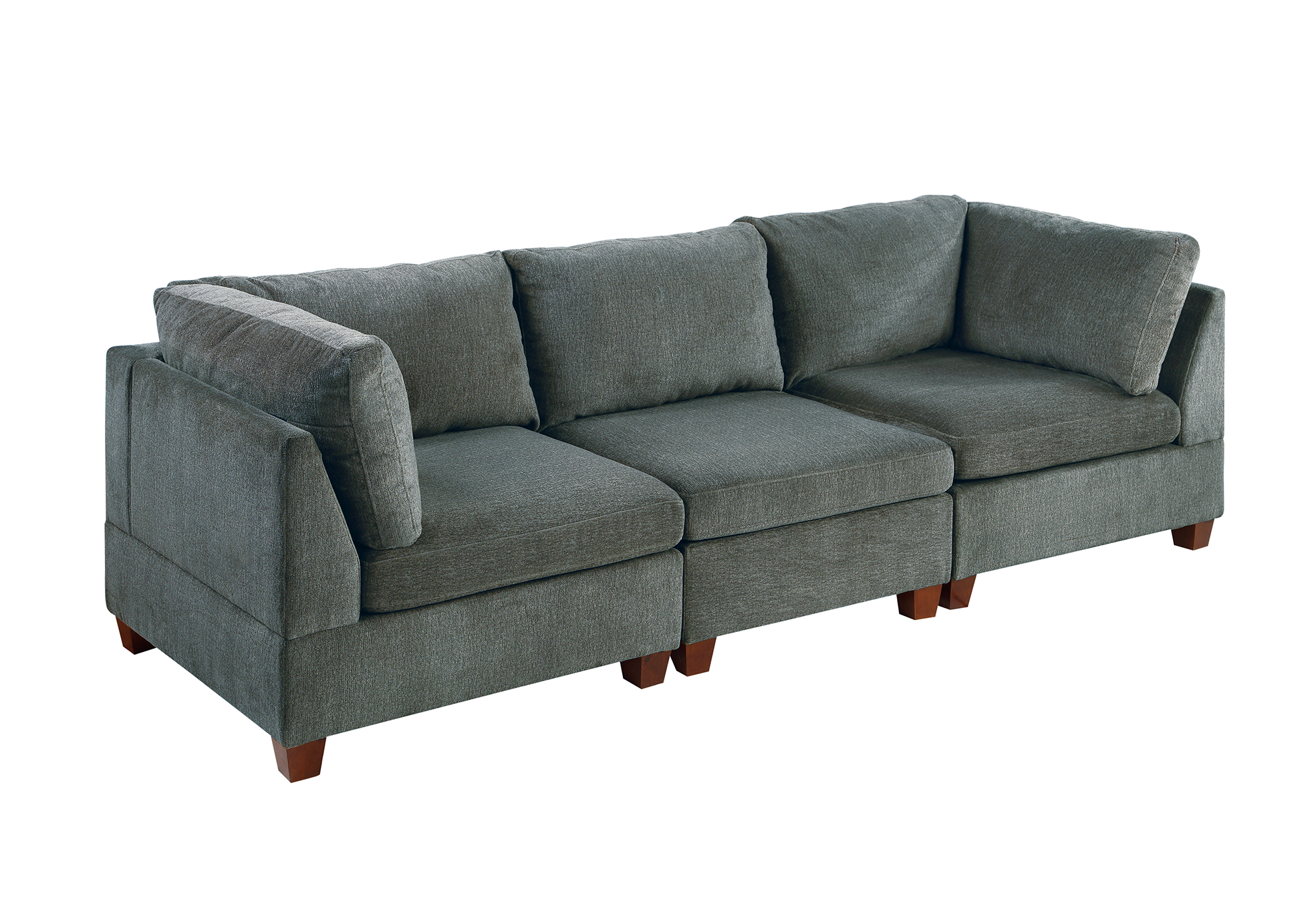 Modern Gray 3-Piece Modular Sofa Set