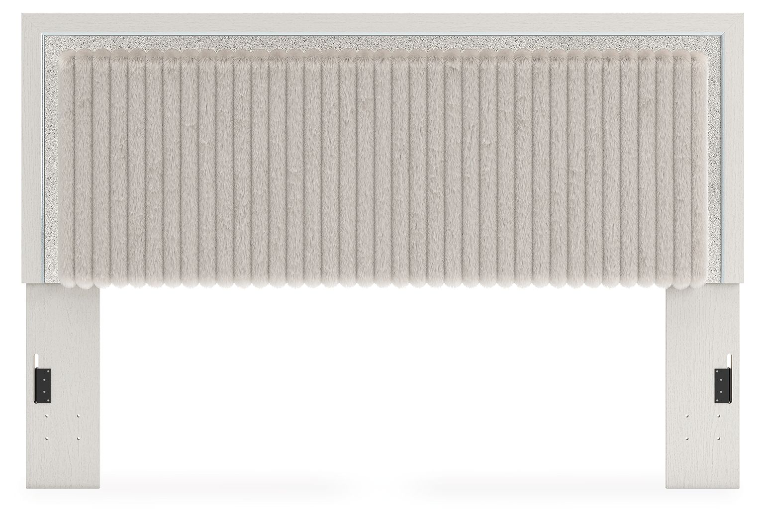 Upholstered panel headboard with corded tufted bottom edge and vertical texture