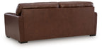Brown leather sofa with tall back and wide track arms