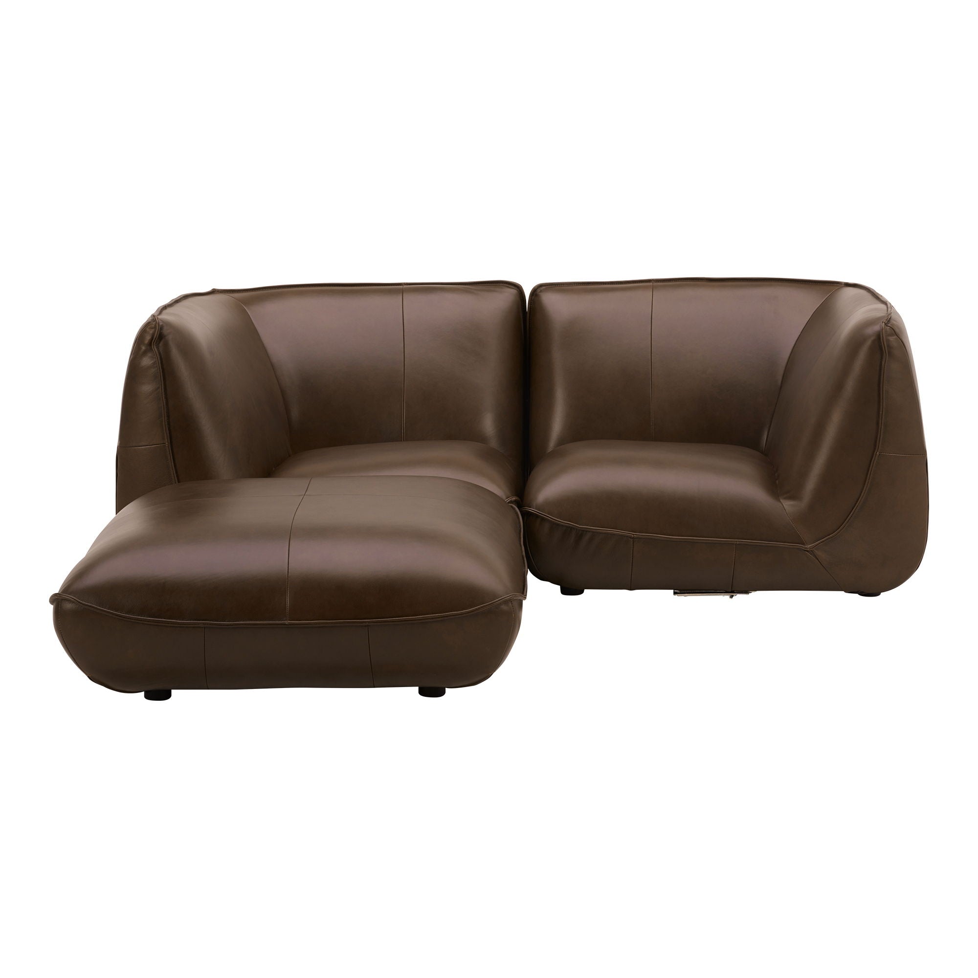 Dark Brown Leather Sectional - Modular Zeppelin Nook-Stationary Sectionals-American Furniture Outlet