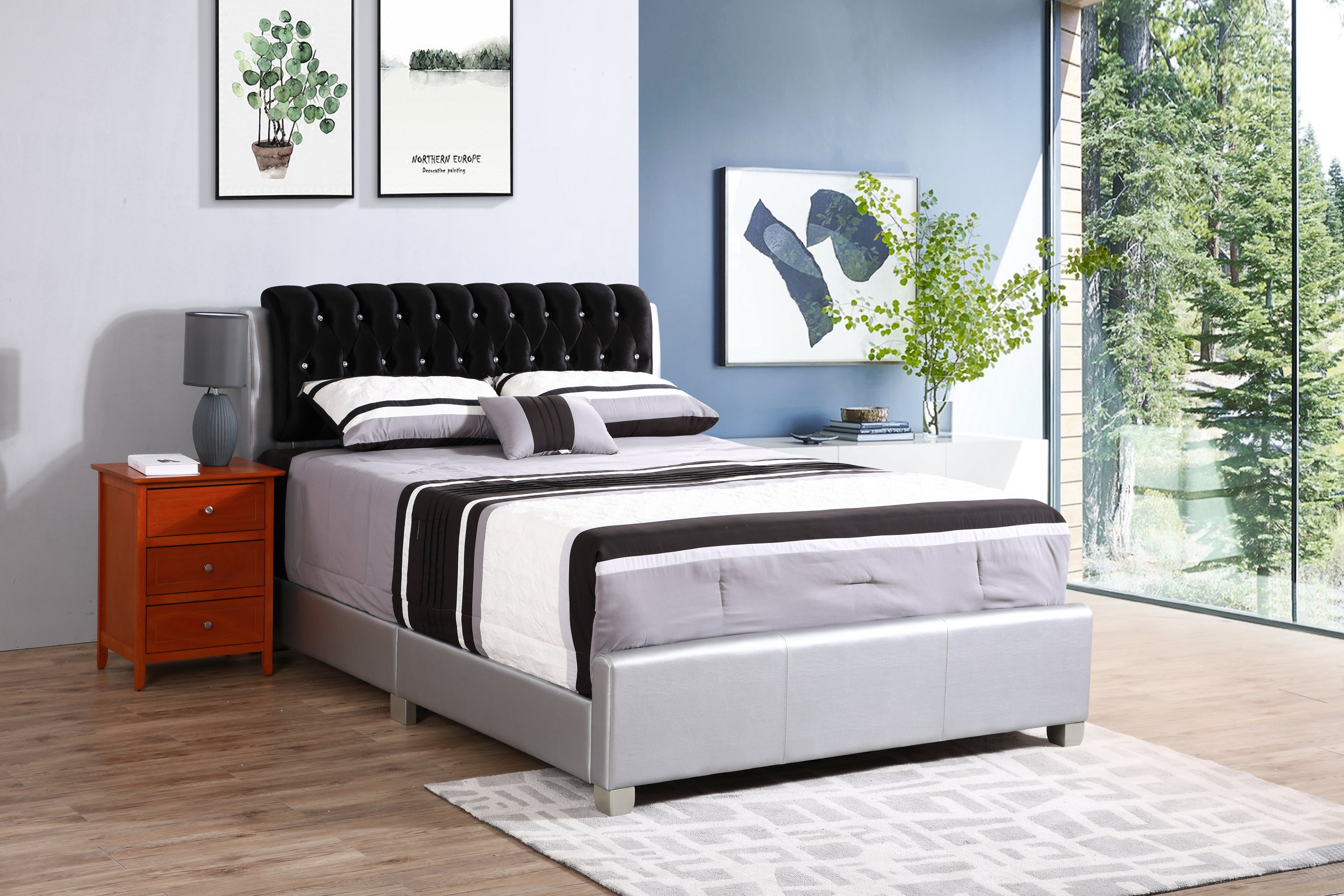 Modern Silver King Bed for Elegant Bedrooms: Stylish & Luxurious Sleep