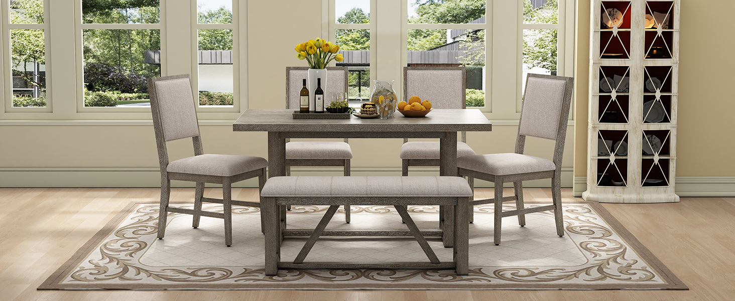 6-Pc Retro Dining Set Gray