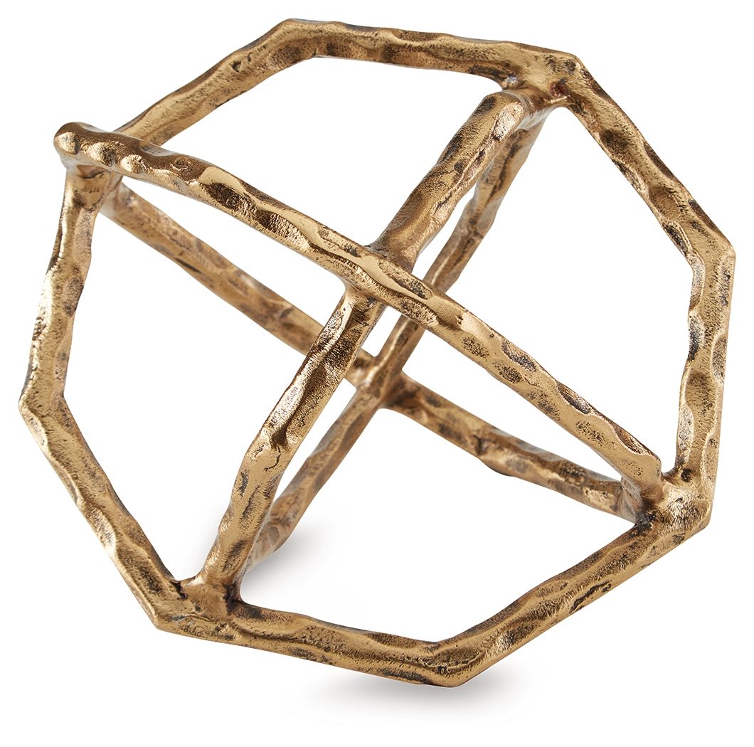 Laddington sculpture: light brown openwork ring with cross bars, diagonal angle.