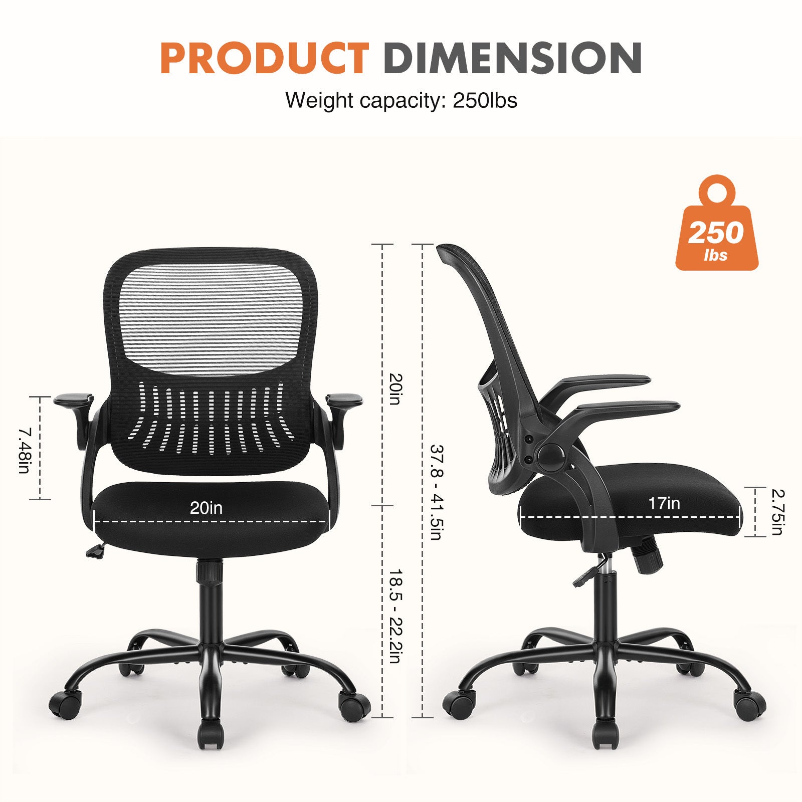 Ergonomic Mesh Office Chair - Adjustable Swivel with Lumbar Support