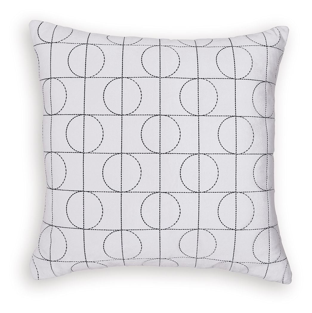 Kydner white pillow with stitched circle grid