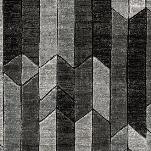 Dark gray and light gray geometric area rug with vertical zigzag block pattern