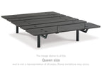 Adjustable bed base platform with black slats and legs, includes side lever
