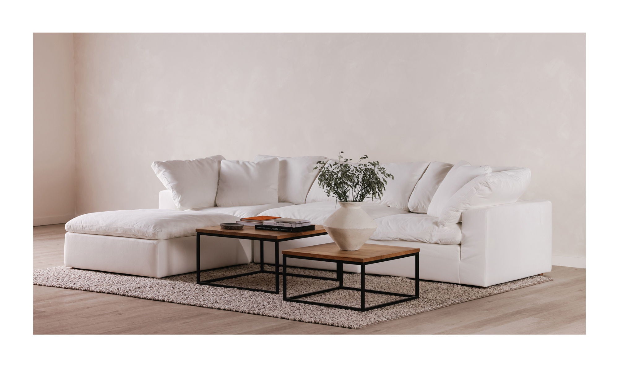 Terra Condo Lounge Modular Sectional - LiveSmart Fabric - Cream White - Comfortable and Stylish Living Room Furniture