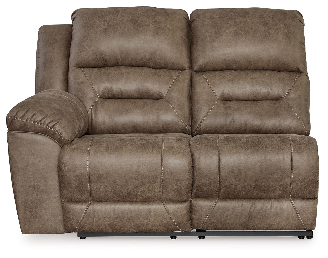 Fossil brown power reclining loveseat with dual cushions and padded backrest