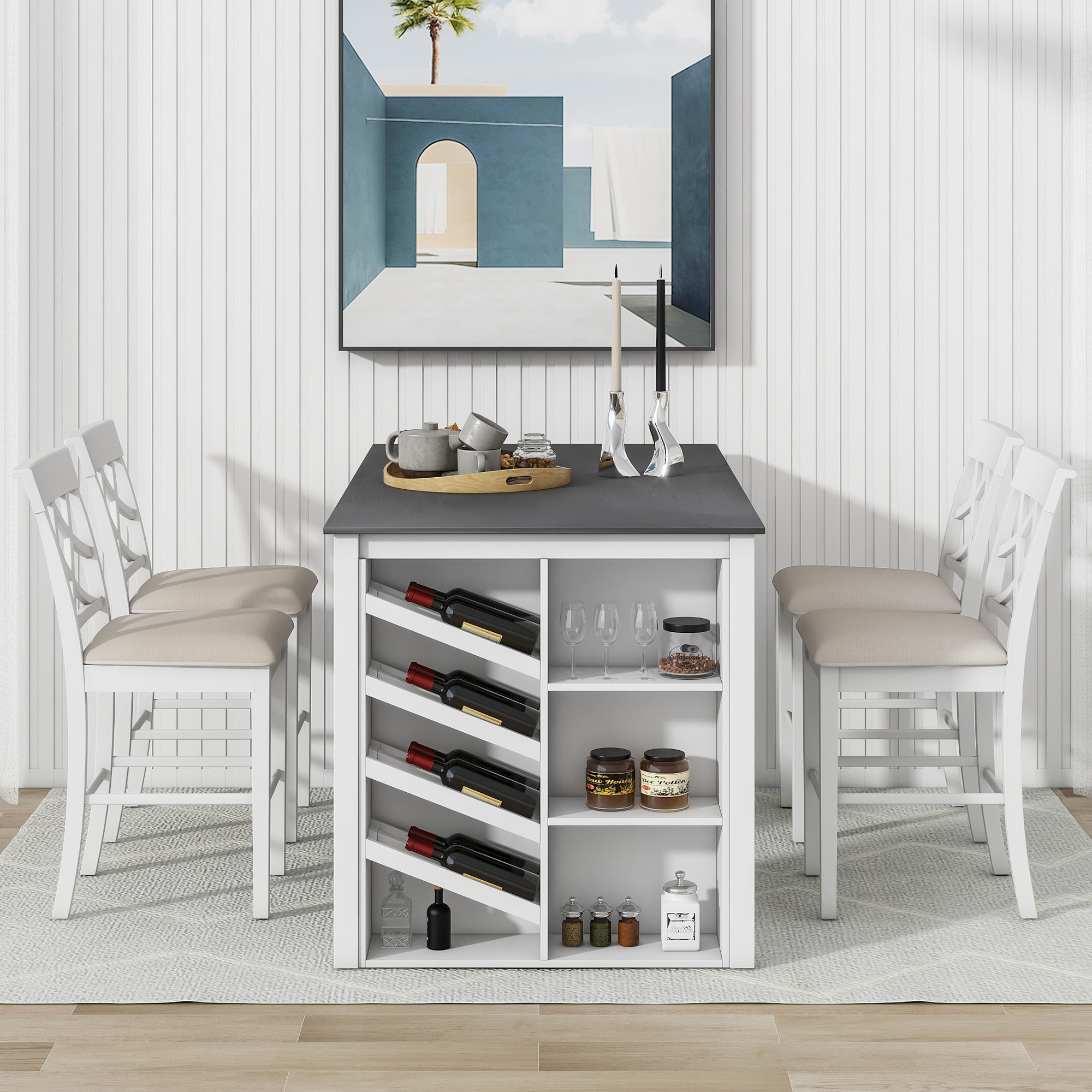 5-Piece Counter Height Dining Set - White