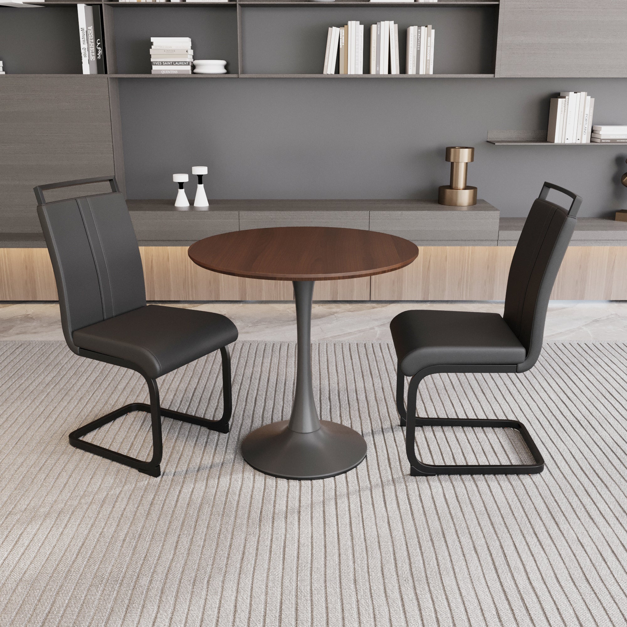 Tulip Dining Table Set, 31.5" Round, Walnut