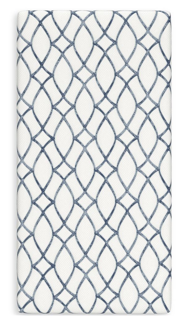 10-inch firm mattress cover with white fabric and blue net lattice pattern