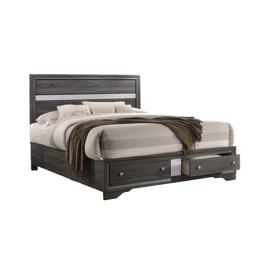 Traditional Gray Wood Full Size Storage Bed - Classic Bedroom Furniture