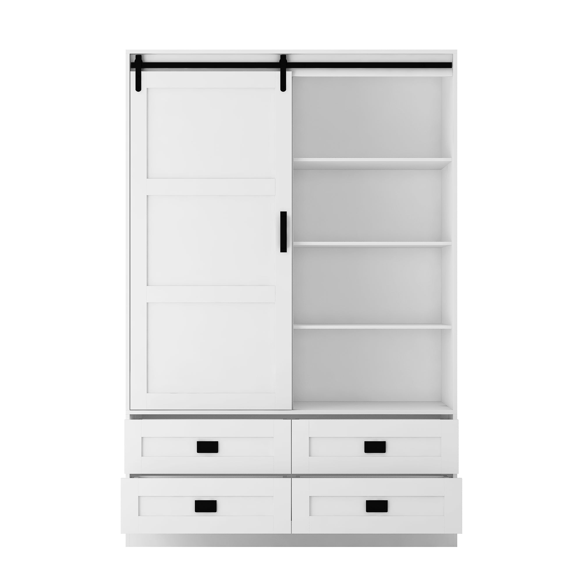 Rustic Armoire Wardrobe with Hanging Rod & Drawers