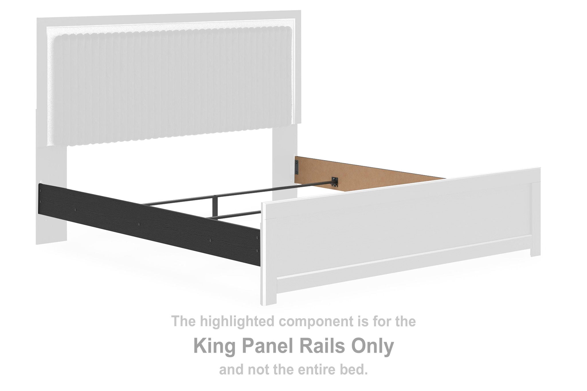 King panel rails with black base rail and white side panels