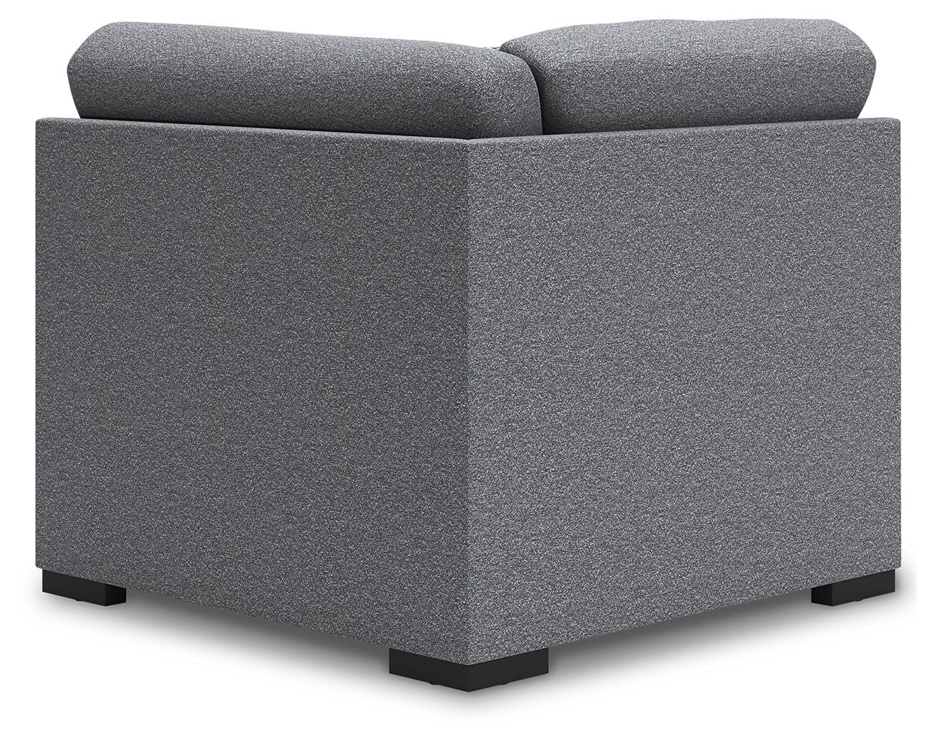 Upholstered wedge armchair with gray fabric and block legs