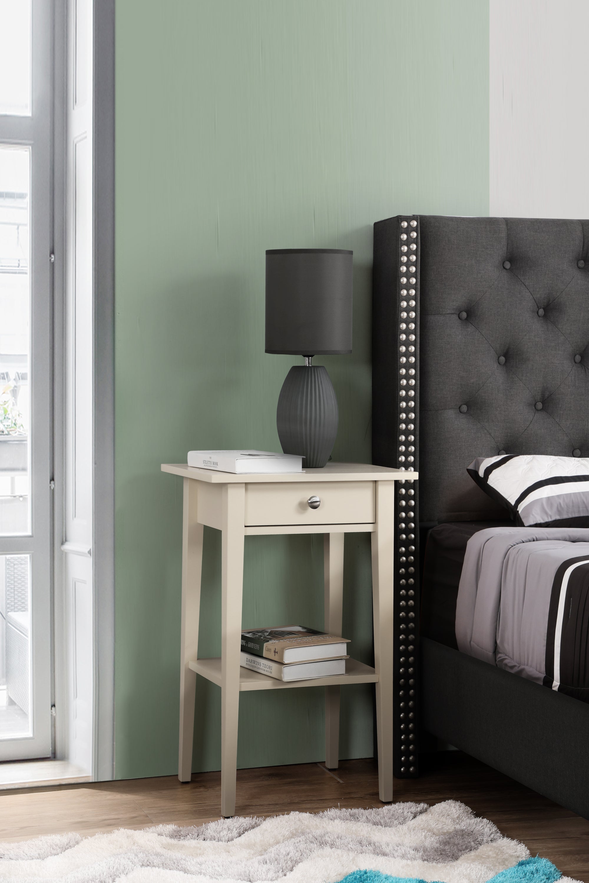 Sleek Contemporary Beige Nightstand | Modern Bedroom Furniture