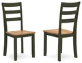 Green dining side chair set of 2 with slatted back and light wood seat