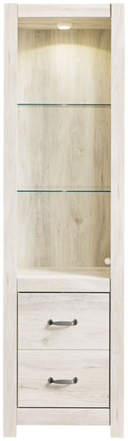 Whitewash cabinet door with glass shelf and two bottom drawers
