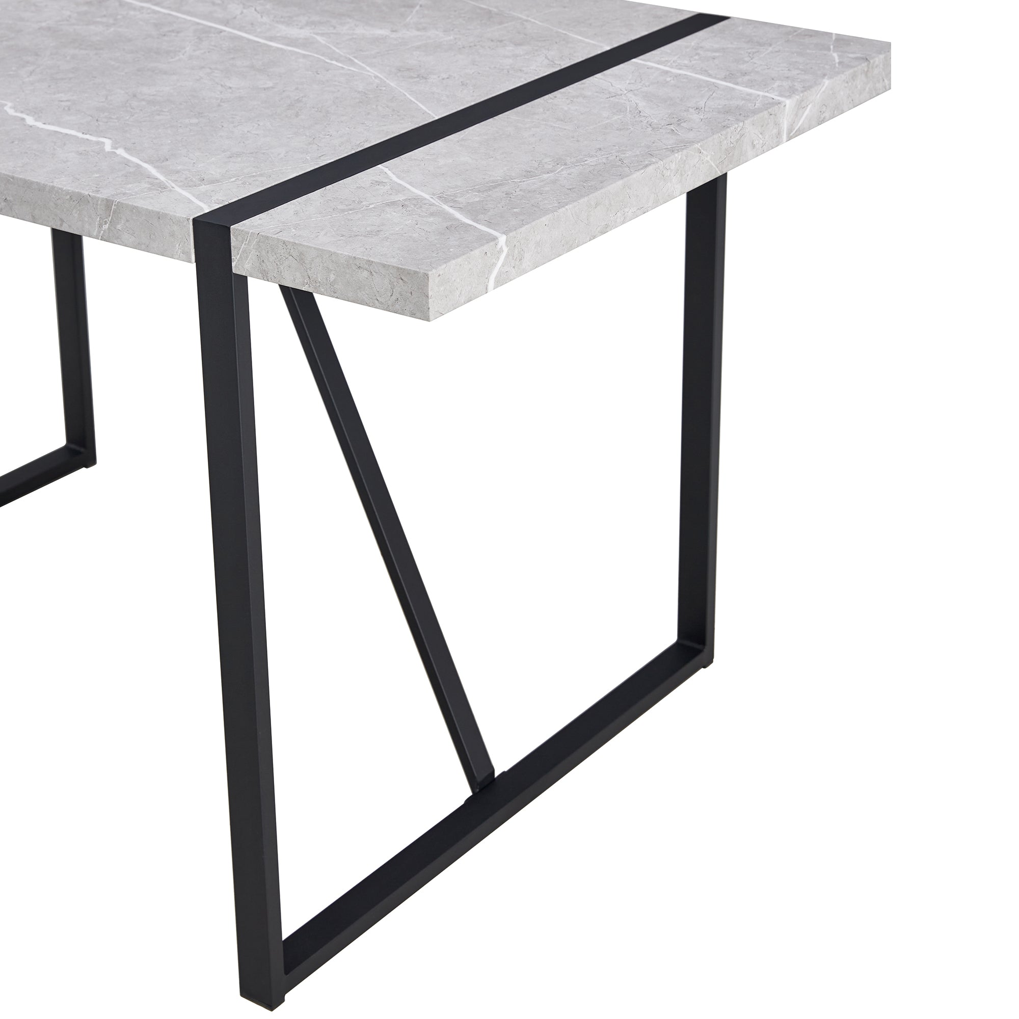 5-Piece Dining Set w/ Faux Leather Chairs - Gray