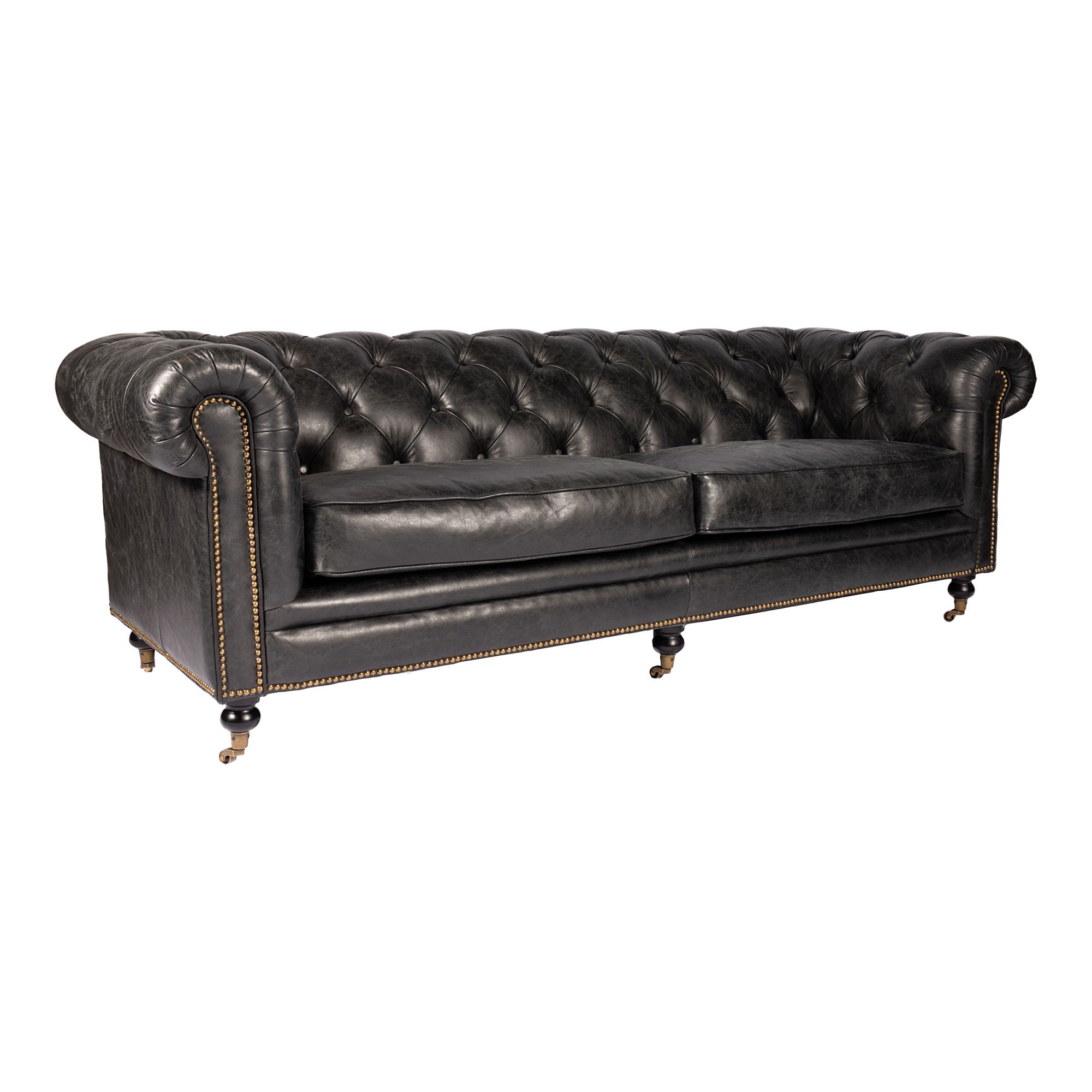 Birmingham Sofa - Black Top Grain Leather - Stylish Living Room Furniture