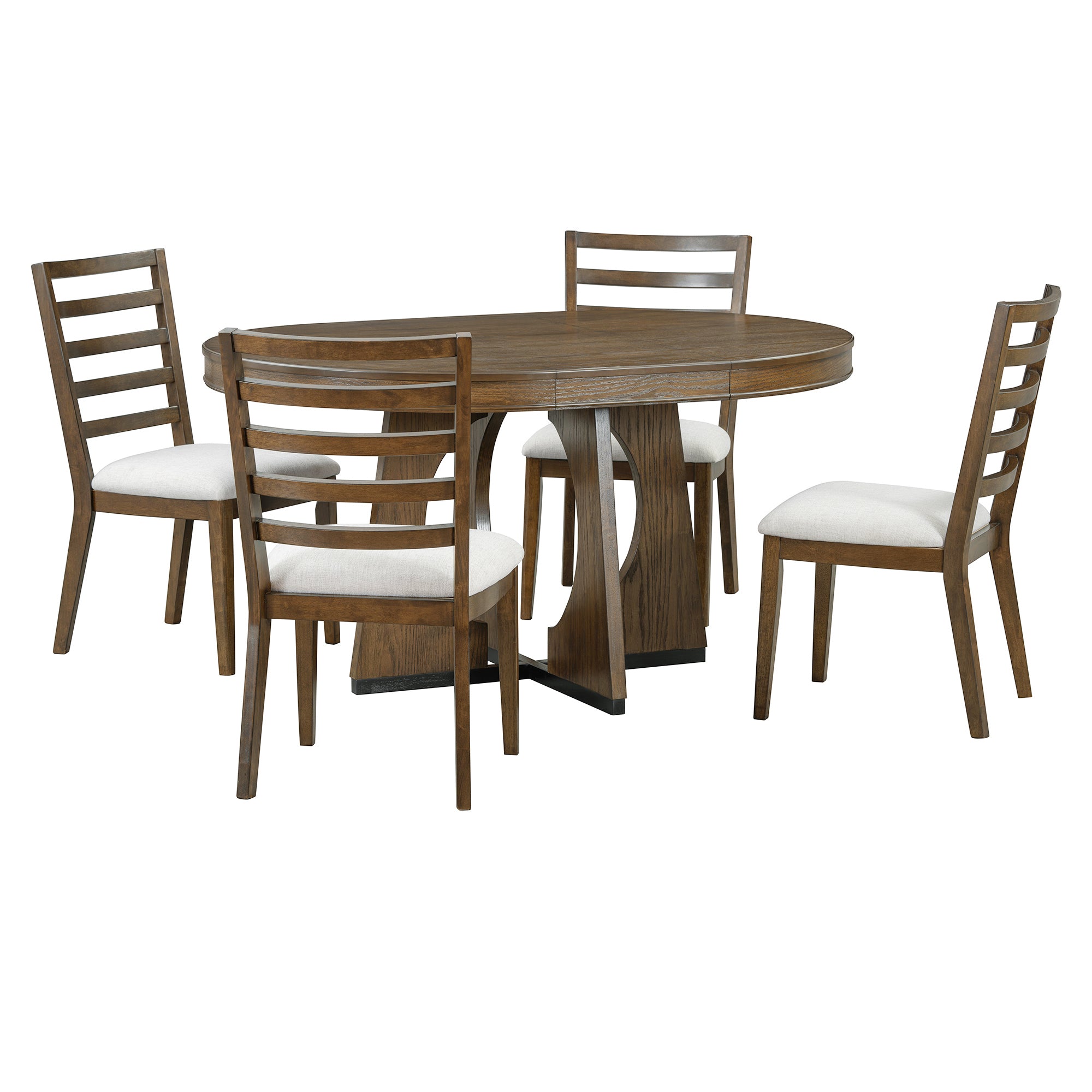 5-Pc Retro Rustic Dining Set (Walnut)