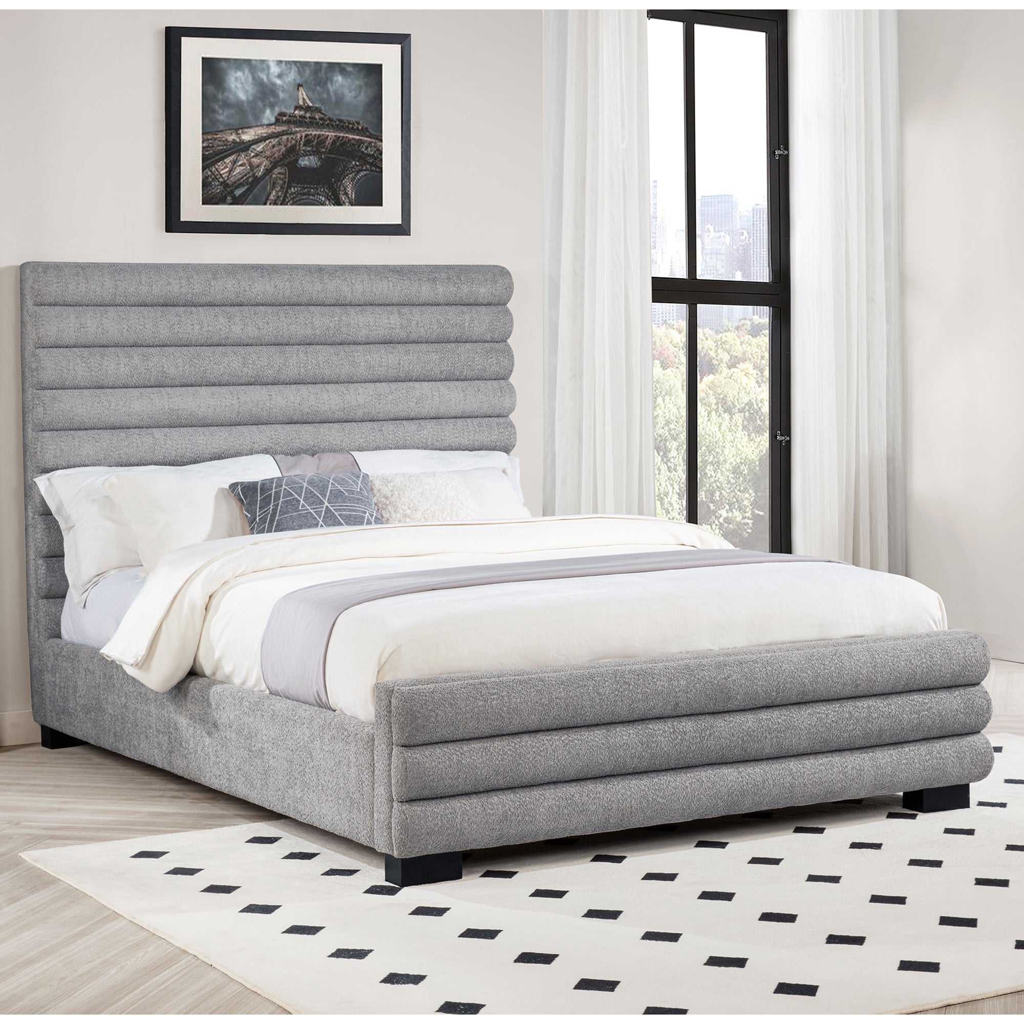 Grey Upholstered Queen Bed Frame