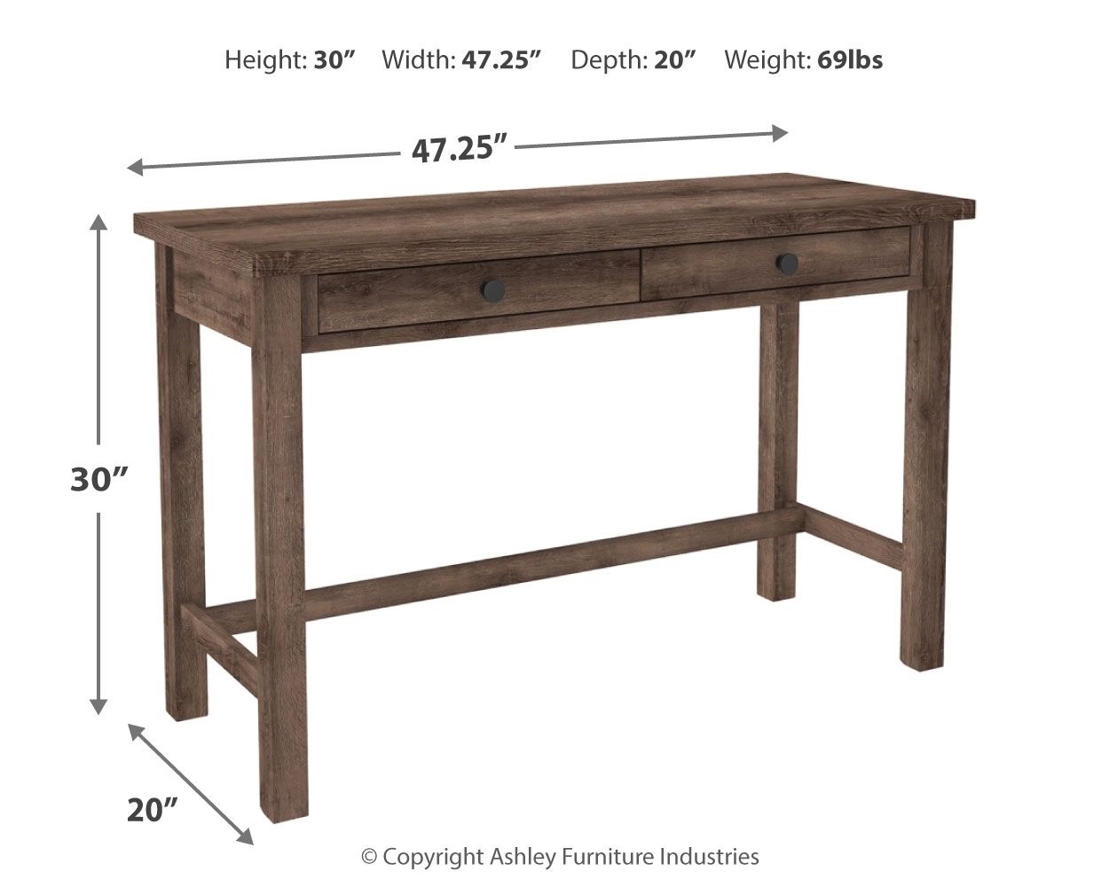 Arlenbry - Gray - Home Office Desk - Rectangular