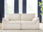 Ivory corner chair set of 2 with two back cushions and padded armrests