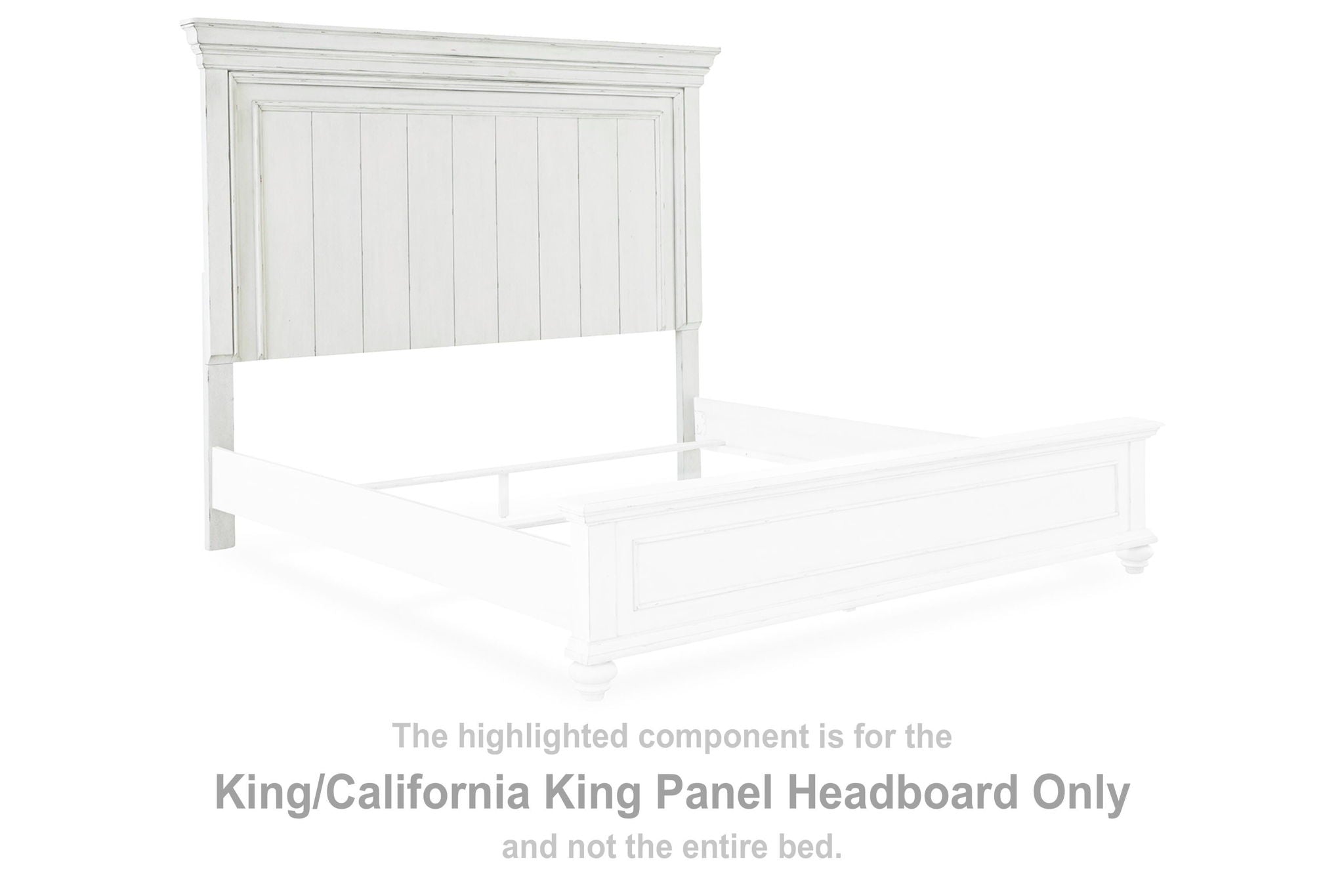 Whitewash panel headboard with vertical grooves and flat top rail